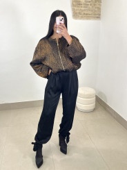 Pantalon boho detalle lazo negro