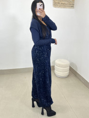 Pantalon boho lentejuela azul