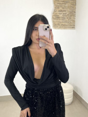 top escote drapeado celia negro