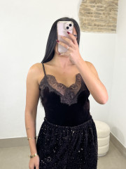 Pantalon boho lentejuela chocolate