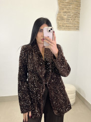 Blazer lentejuela terciopelo marron