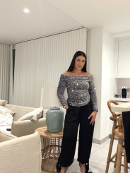 Top escote barco lentejuela plata