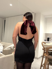 vestido espalda lazo tinto