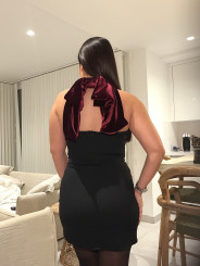 vestido espalda lazo tinto