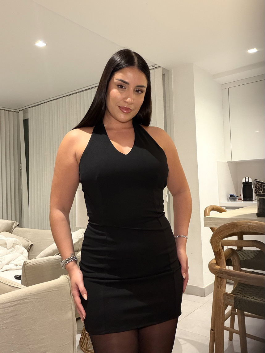 vestido espalda lazo tinto