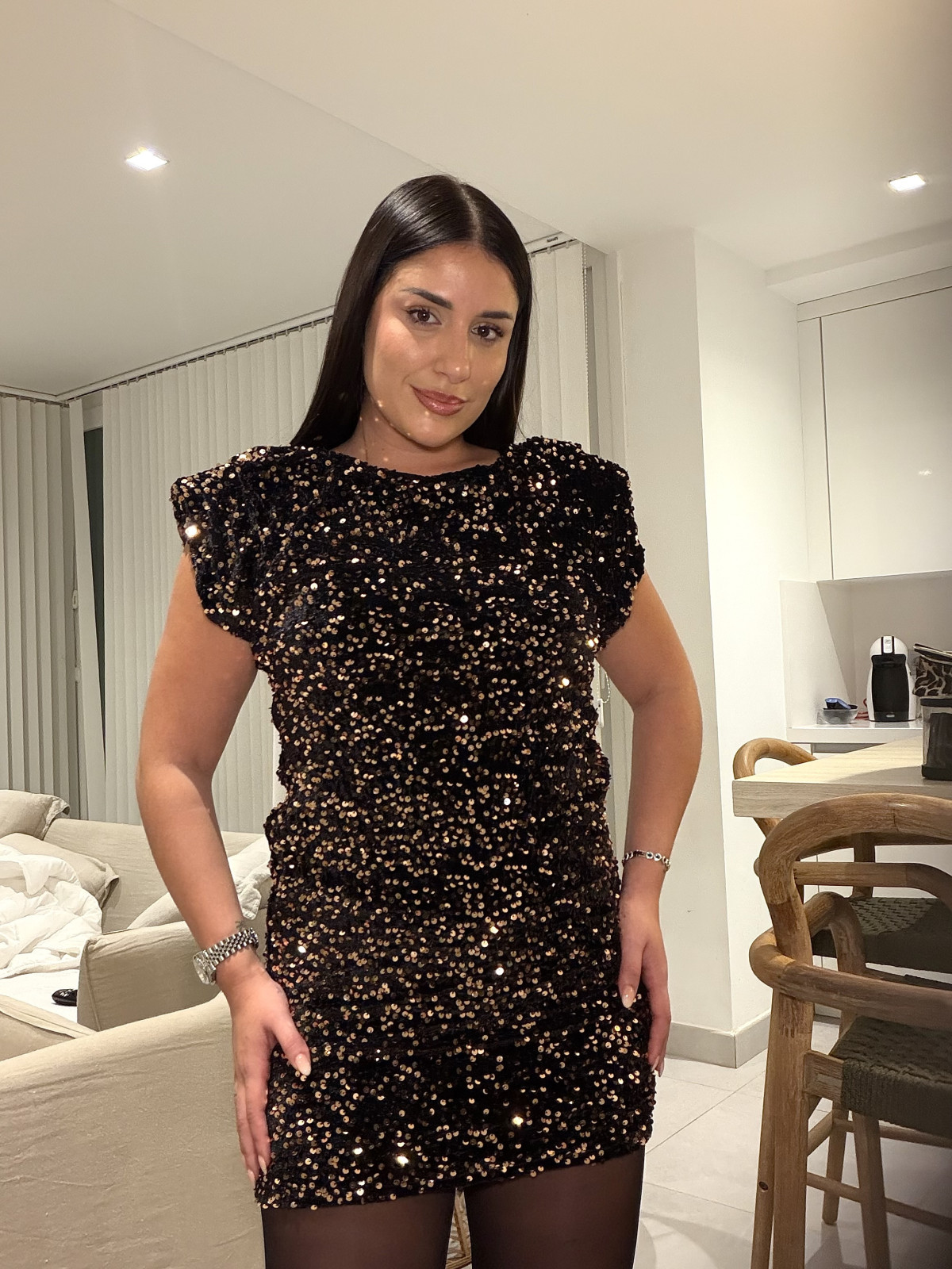 Vestido lentejuela terciopelo mini