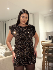 Vestido lentejuela terciopelo mini