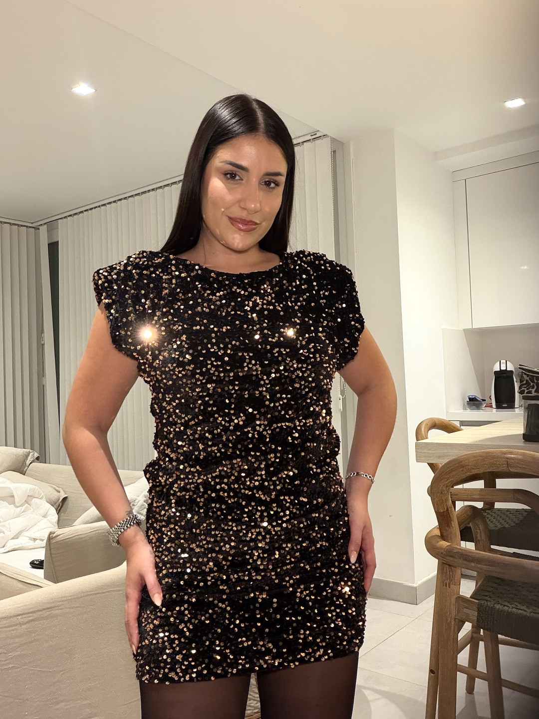 Vestido lentejuela terciopelo mini