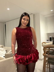 vestido globo lentejuela tinto