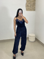 top lencero terciopelo azul