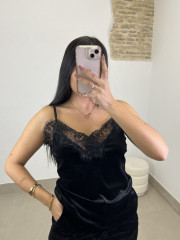 top lencero terciopelo negro