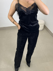 top lencero terciopelo negro