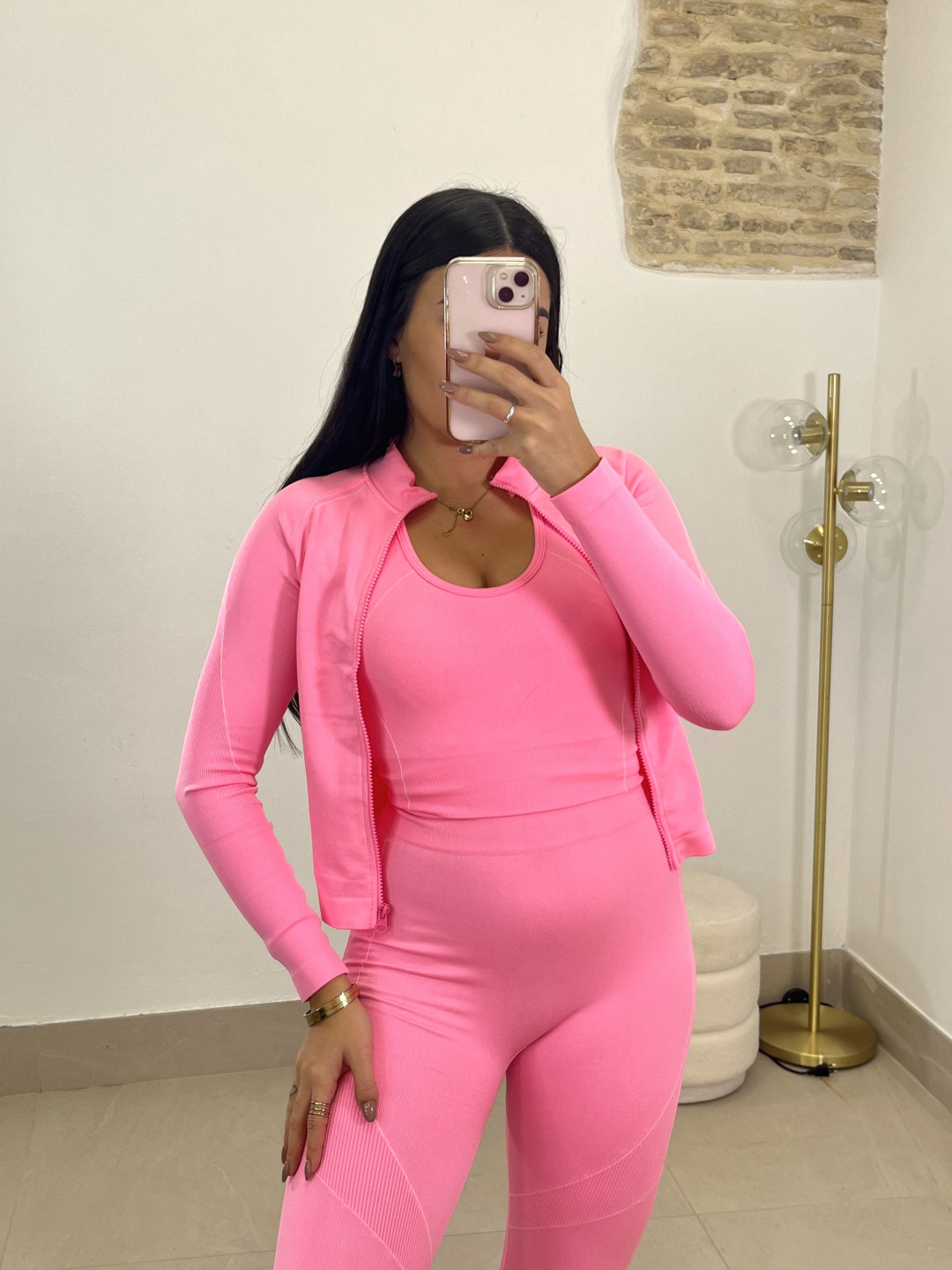 Conjunto deportivo tres piezas F4014 rosa