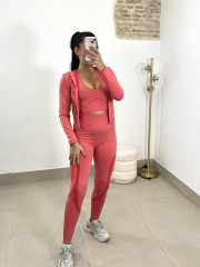 Conjunto deportivo tres piezas Q9589 coral