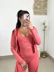 Conjunto deportivo tres piezas Q9589 coral