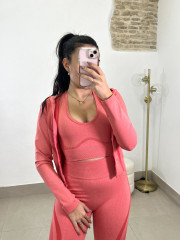 Conjunto deportivo tres piezas Q9589 coral