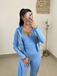 Conjunto deportivo tres piezas Q9589 celeste