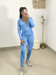 Conjunto deportivo tres piezas Q9589 celeste