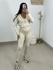Conjunto deportivo tres piezas Q9589 beige