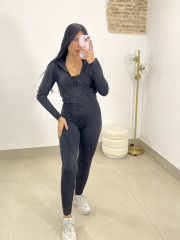 Conjunto deportivo tres piezas Q9589 negro