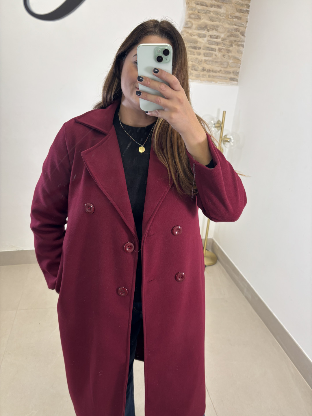 Abrigo paño botones tinto
