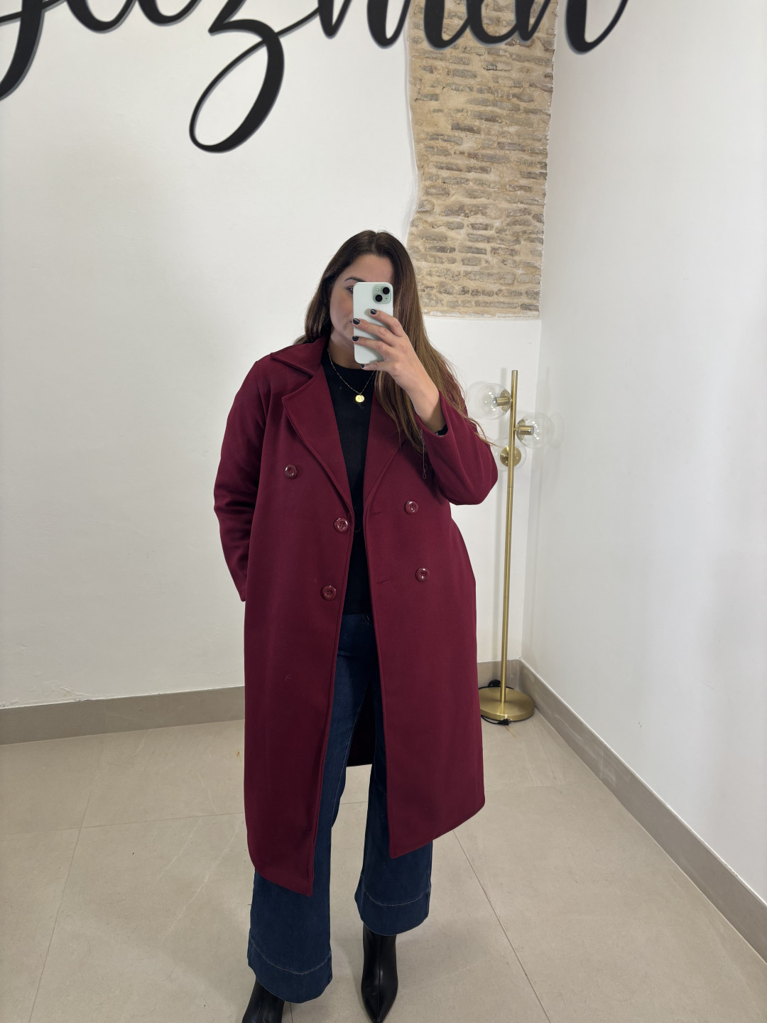 Abrigo paño botones tinto