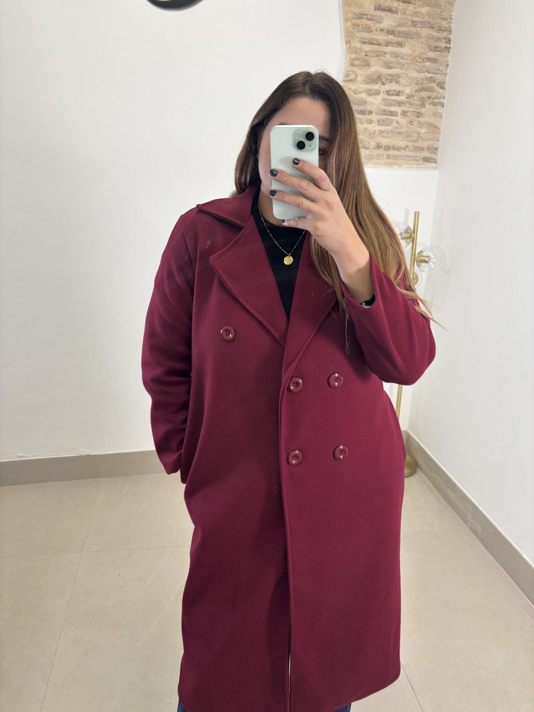 Abrigo paño botones tinto