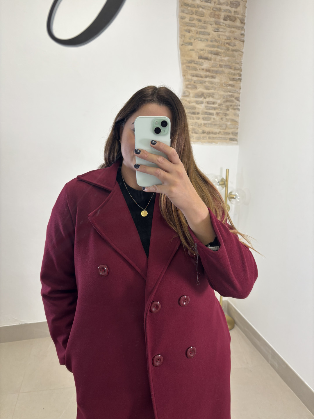 Abrigo paño botones tinto