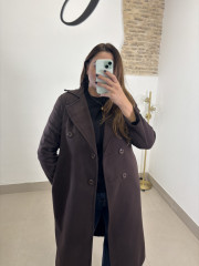 Abrigo paño botones marron