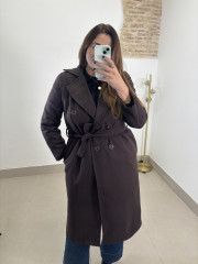 Abrigo paño botones marron