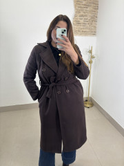 Abrigo paño botones marron