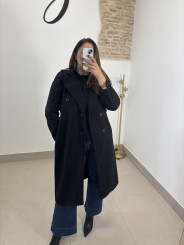 Abrigo paño botones negro