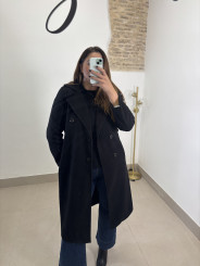 Abrigo paño botones negro