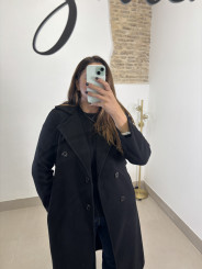 Abrigo paño botones negro