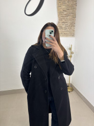 Abrigo paño botones negro