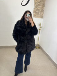 Abrigo pelo largo negro