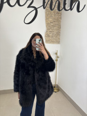Abrigo pelo largo negro