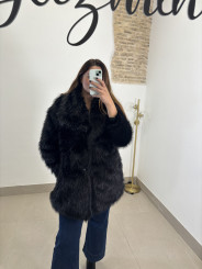 Abrigo pelo largo negro