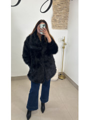 Abrigo pelo largo negro