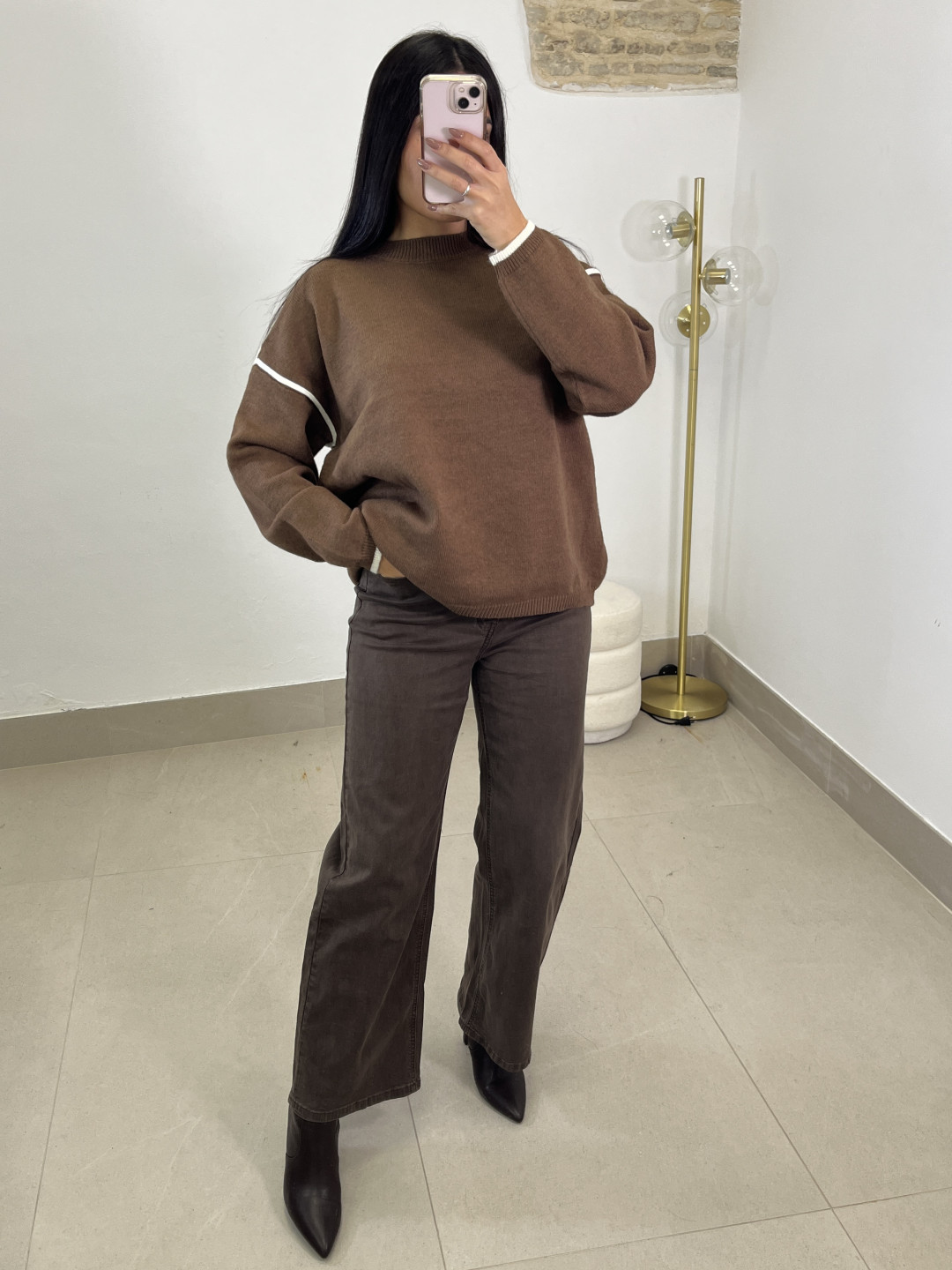 pantalon vaquero cierre viral marron