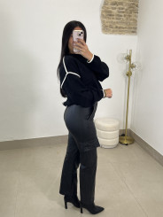 Pantalon  encerado cargo negro