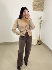 Rebeca boton dorado camel