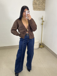 Rebeca boton dorado marron