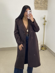 Abrigo paño botones marron