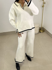 conjunto cuello polo punto blanco