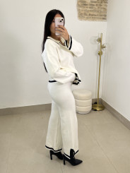 conjunto cuello polo punto blanco