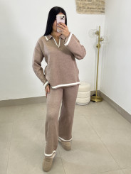 conjunto cuello polo punto camel