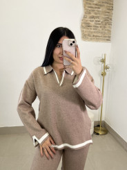 conjunto cuello polo punto camel