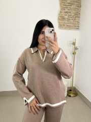 conjunto cuello polo punto camel