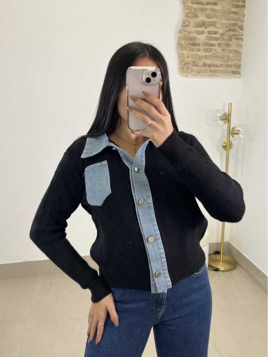 Rebeca combinada vaquera NEGRA